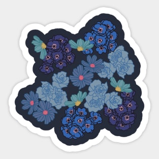 Blue Floral Design Sticker